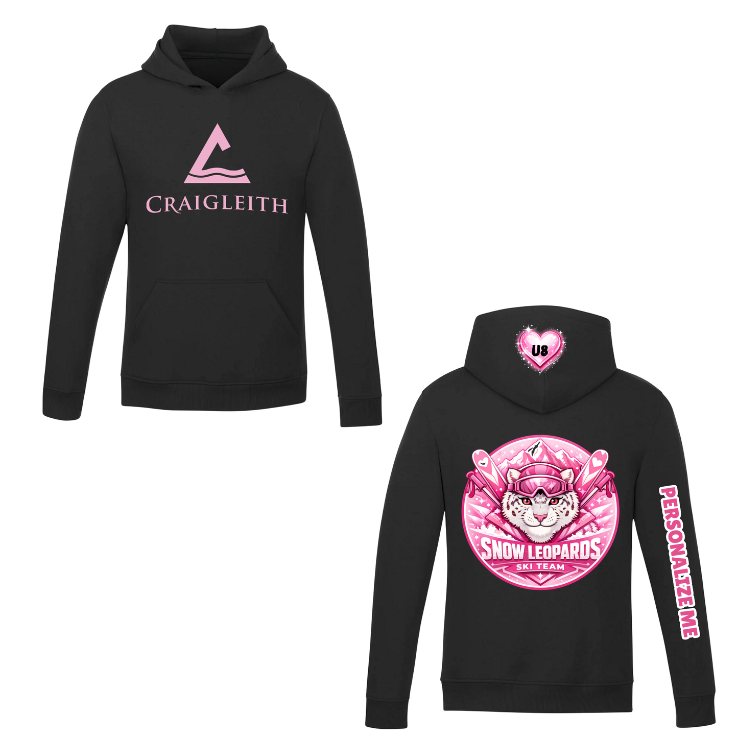 Craigleith Snow Leopards Hooded Sweatshirt - Black / Large Logo