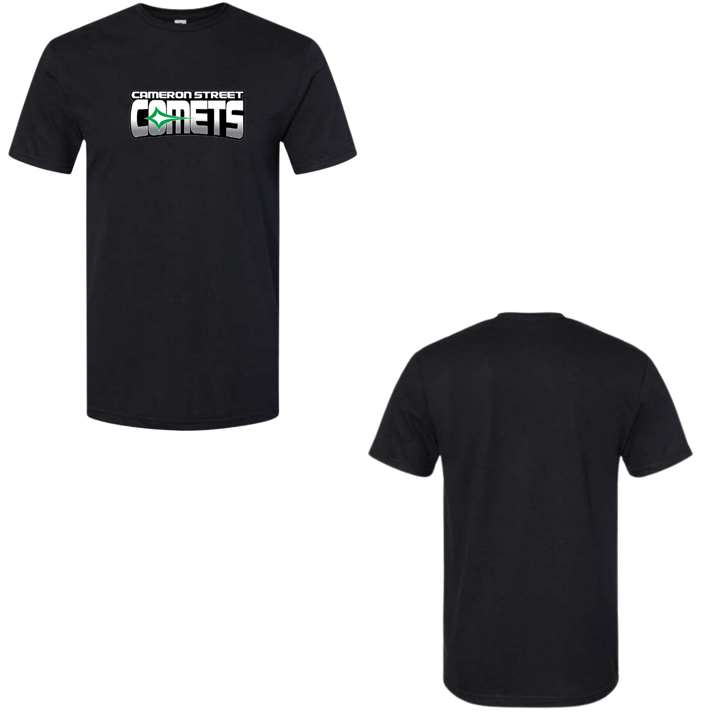 Cameron Street Comets Crewneck Tee - Black / Large Green Logo