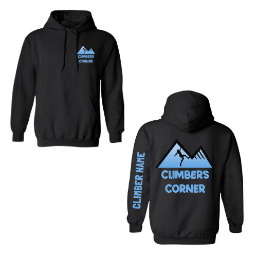 Climbers Corner Dual Logo Hooded Sweatshirt - Black (Youth & Adult)