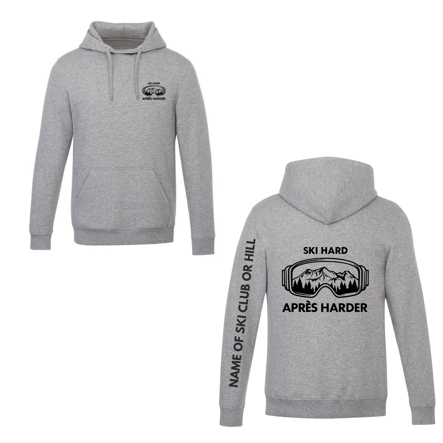 Ski Hard / Après Harder Adult Hooded Sweatshirt - Athletic Grey Heather