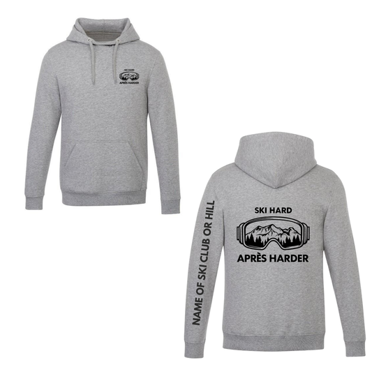 Ski Hard / Après Harder Adult Hooded Sweatshirt - Athletic Grey Heather