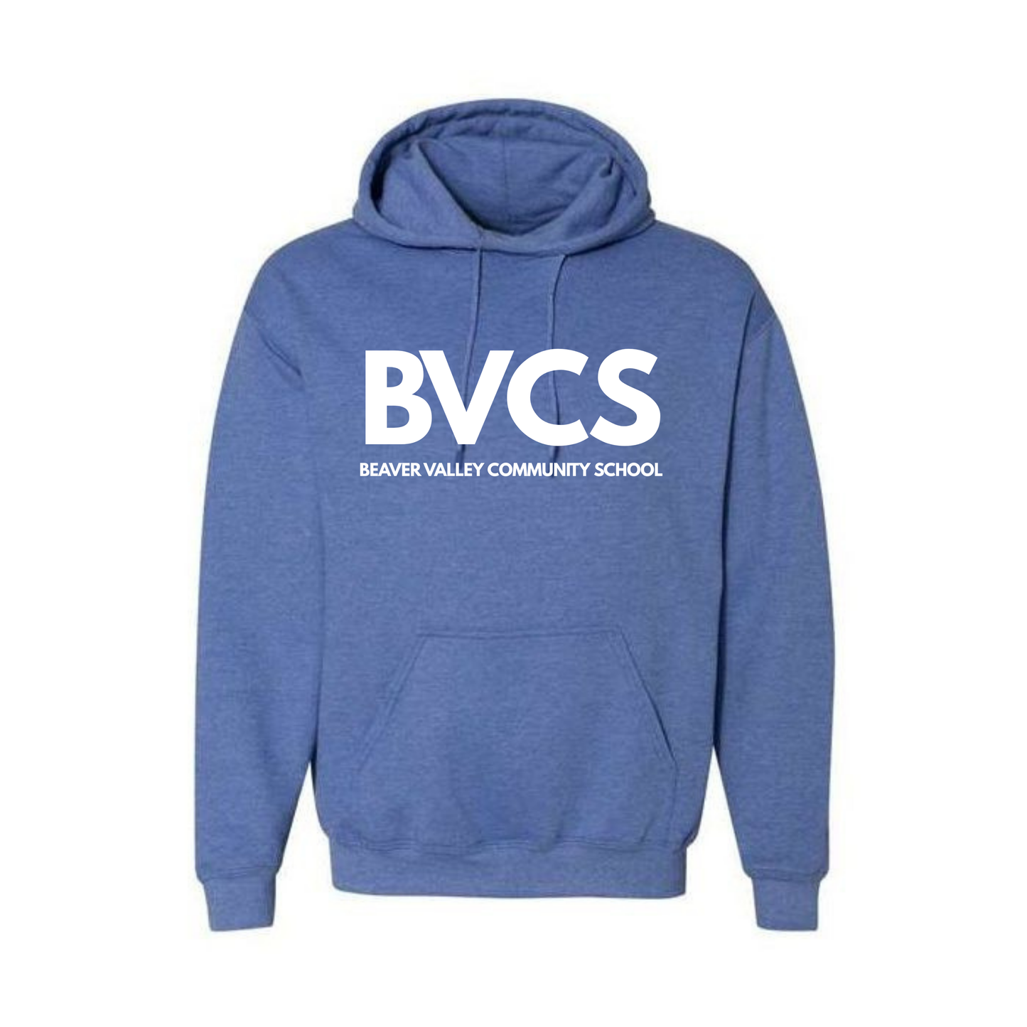 Adult Personalized BVCS Large White Logo Hooded Sweatshirt - Heather Deep Royal