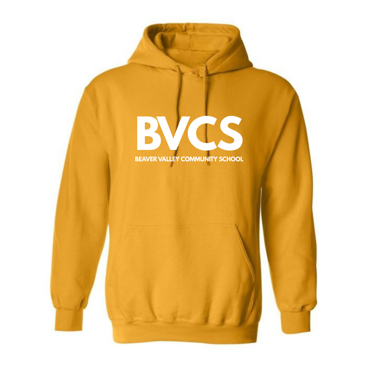 Adult Personalized BVCS Large White Logo Hooded Sweatshirt - Gold