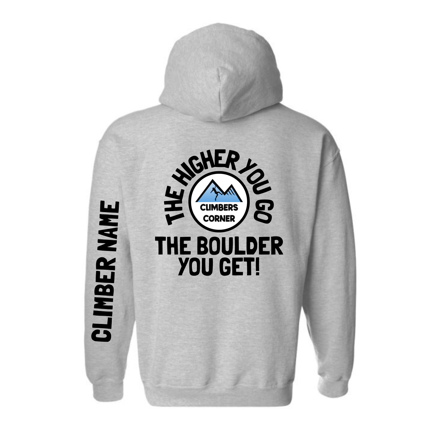 Climbers Corner Higher You Go Hooded Sweatshirt - Sport Grey (Youth & Adult)