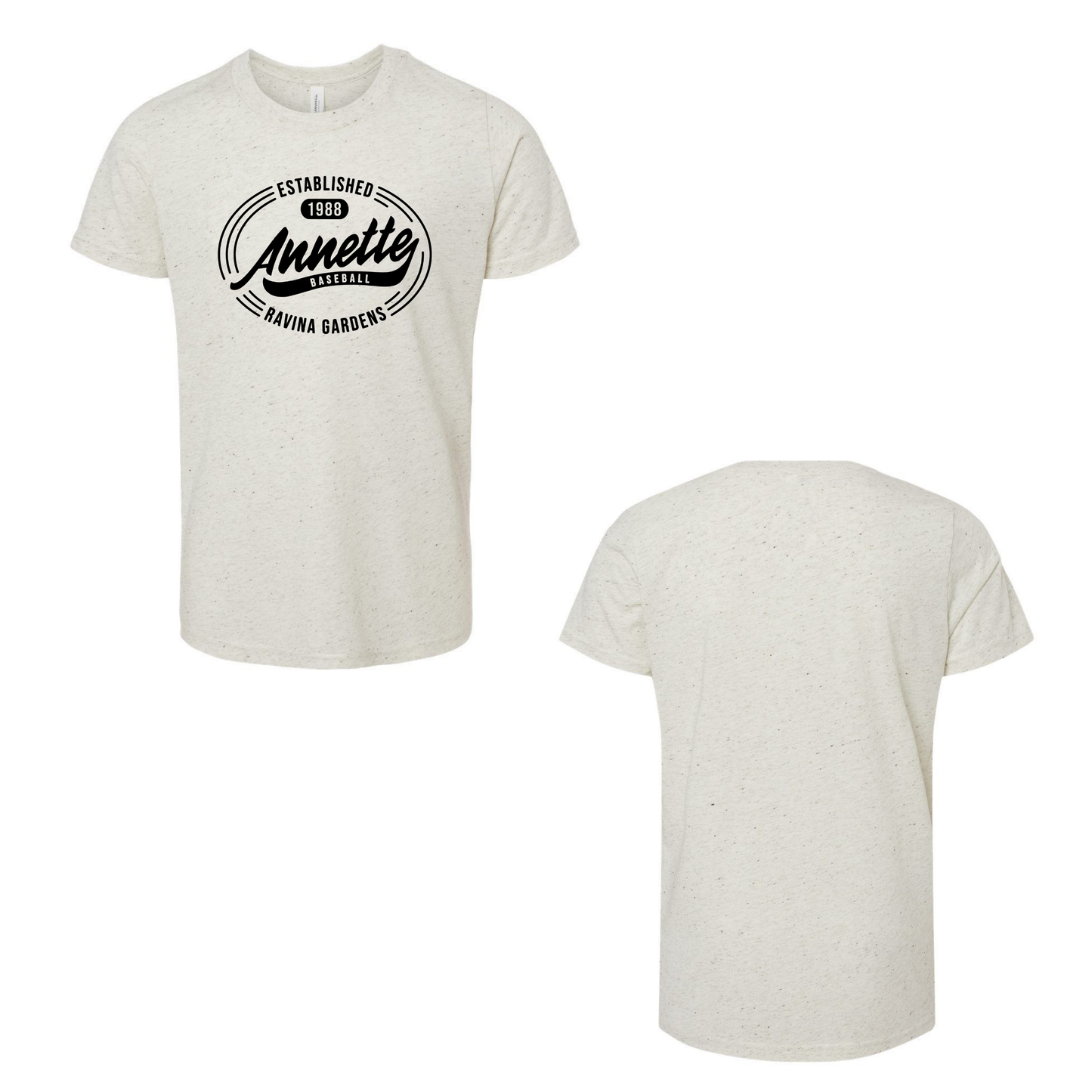 Annette Baseball Short Sleeve Shirt - Vintage Logo Tee - Oatmeal Triblend