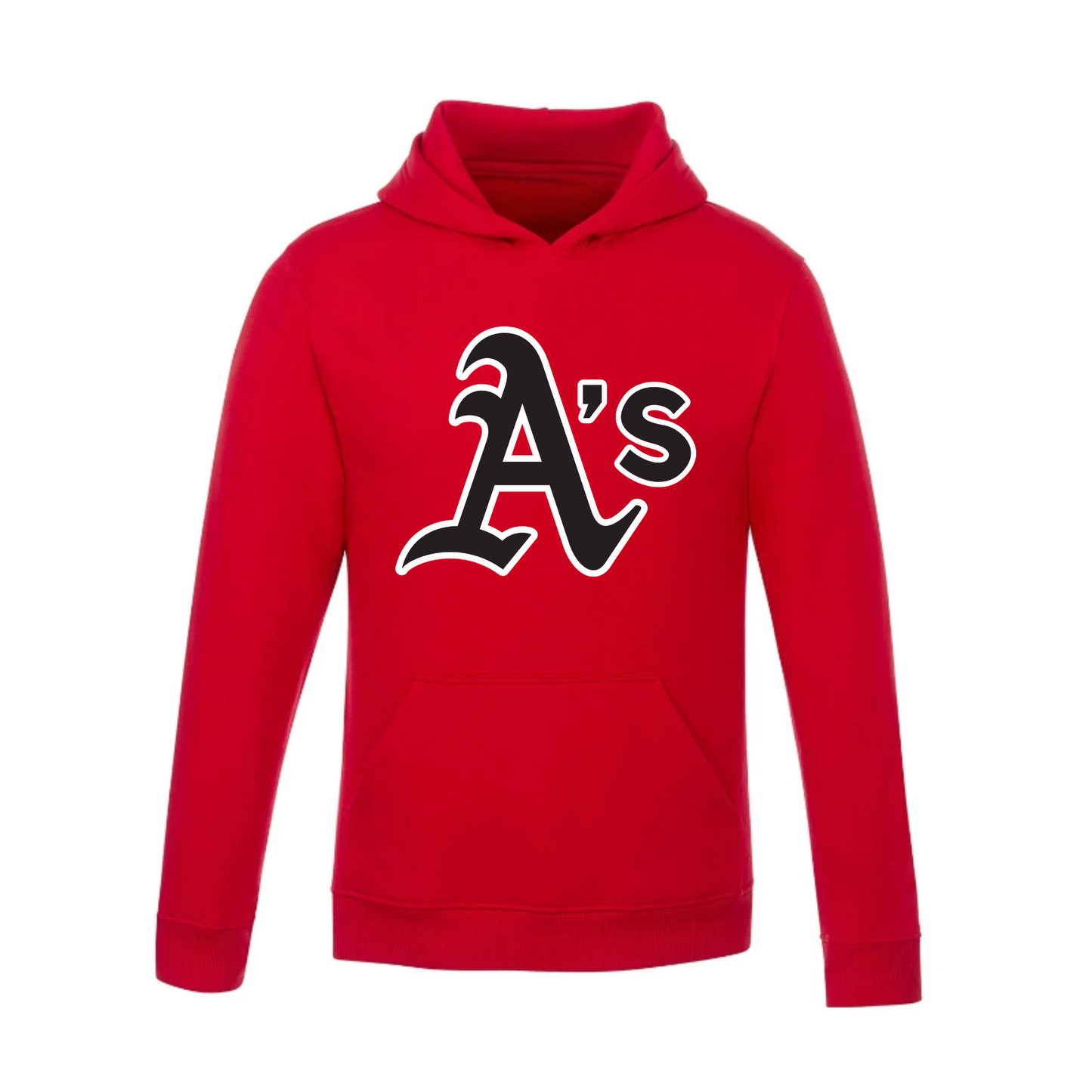 Annette Baseball Hooded Sweatshirt - "A's" Logo /  Personalized - Red