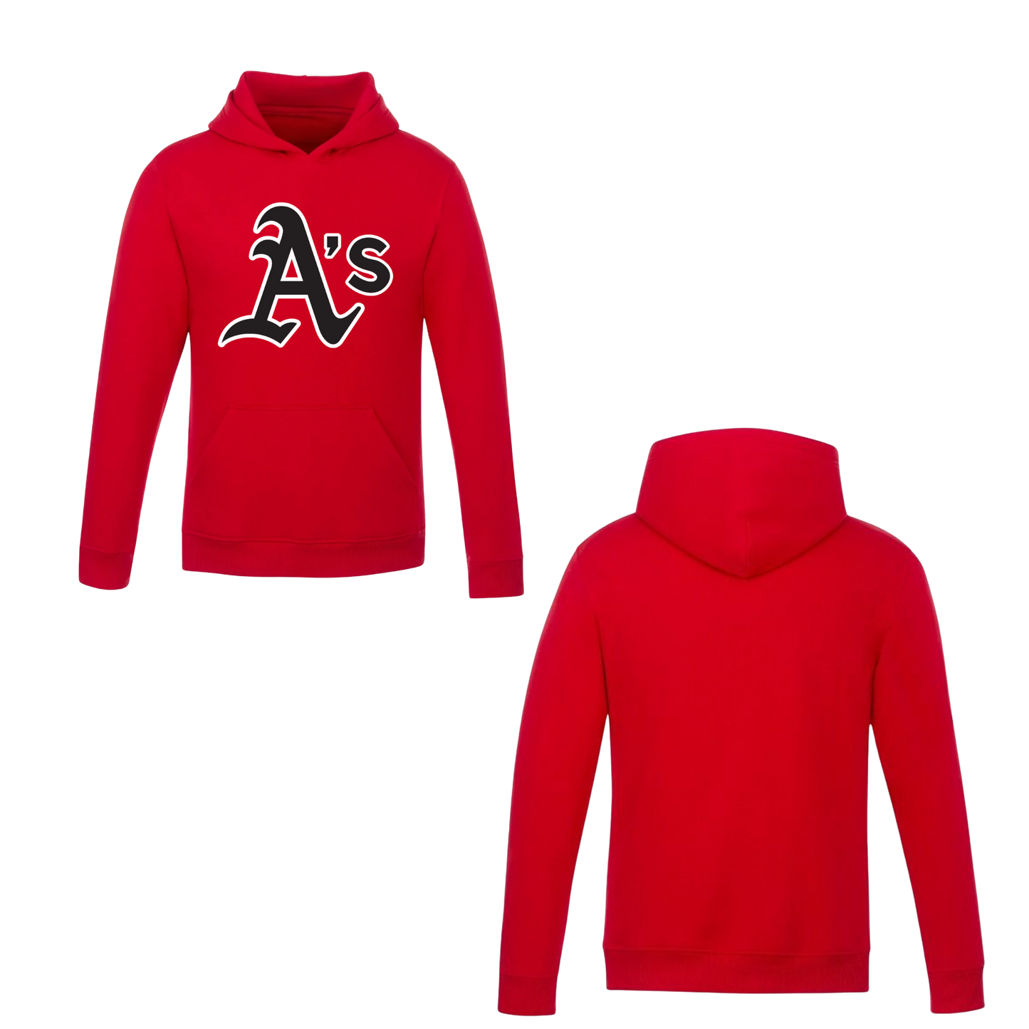 Annette Baseball Hooded Sweatshirt - "A's" Logo /  Non-Personalized - Red