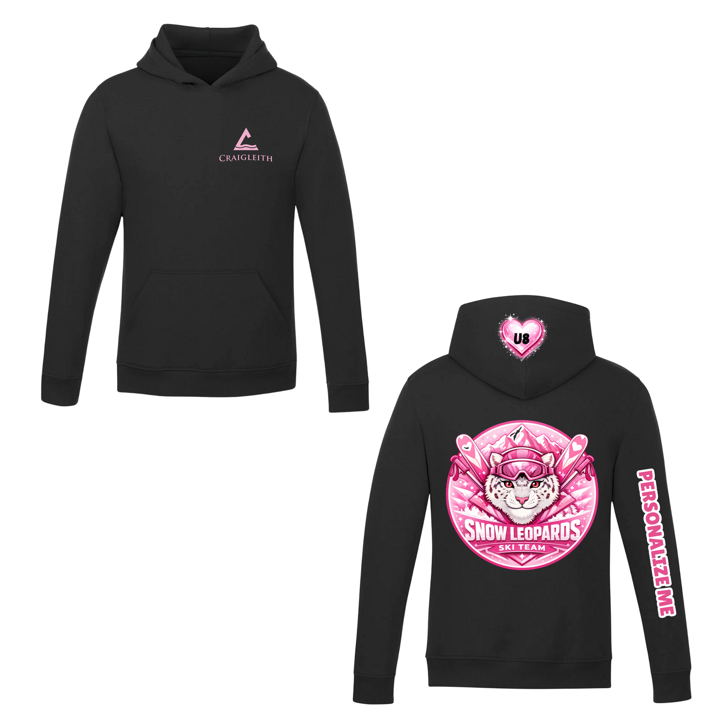 Craigleith Snow Leopards Hooded Sweatshirt - Black / Small Logo