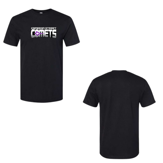 Cameron Street Comets Crewneck Tee - Black / Large Purple Logo