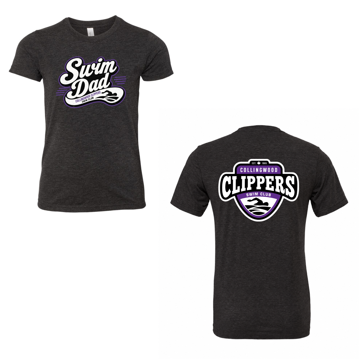 Collingwood Clippers Short Sleeve Shirt - Swim Dad - Charcoal Black Triblend