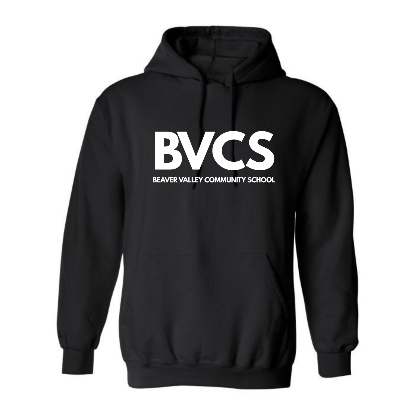 Adult Personalized BVCS Large White Logo Hooded Sweatshirt - Black