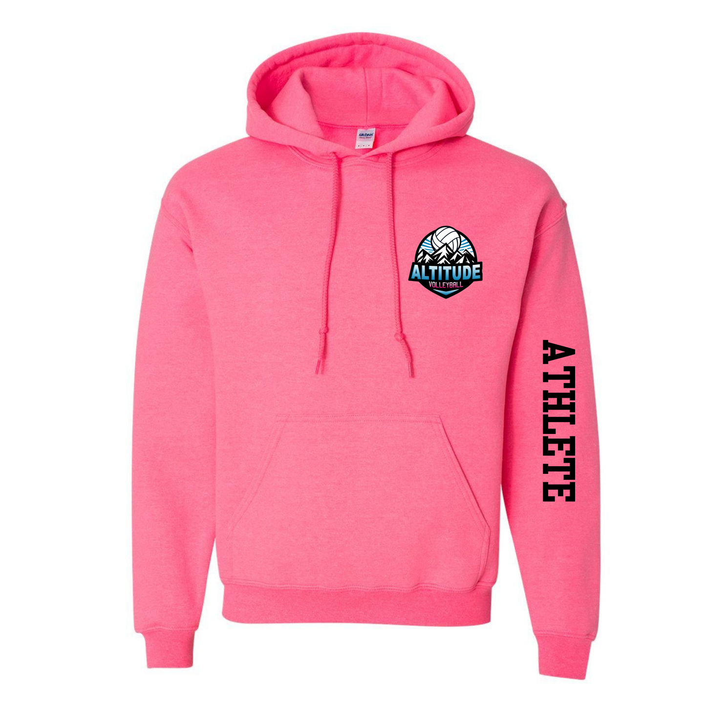 Altitude Adult Personalized Volleyball LOVE Hooded Sweatshirt - Safety Pink