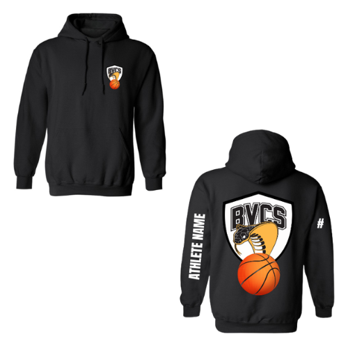 BVCS Basketball Personalized Dual Logo Hooded Sweatshirt - Black (Youth & Adult)