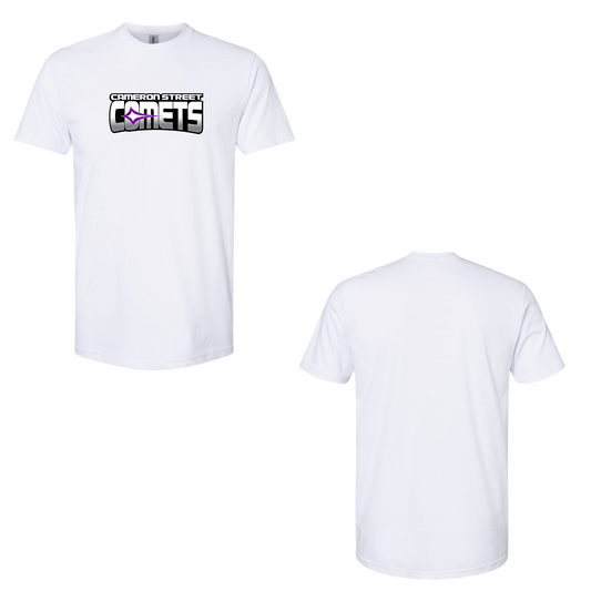 Cameron Street Comets Crewneck Tee - White / Large Purple Logo