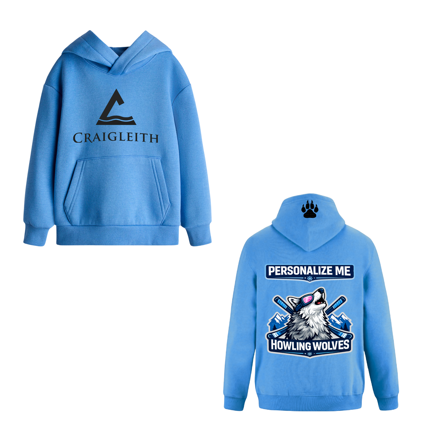 Craigleith U8 Howling Wolves Hooded Sweatshirt - Bright Blue