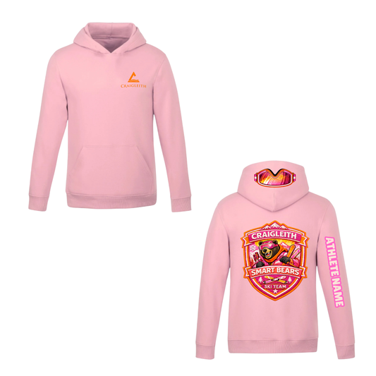 Craigleith Smart Bears Hooded Sweatshirt - Pink / Small Logo