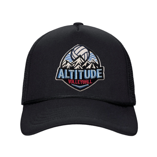 Altitude Patch Snapback Trucker Hat - Black / Black