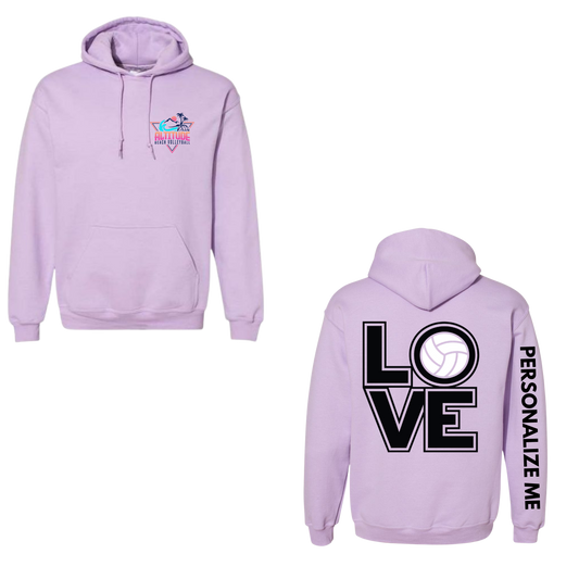 Altitude Adult Personalized Volleyball LOVE Hooded Sweatshirt - Orchid