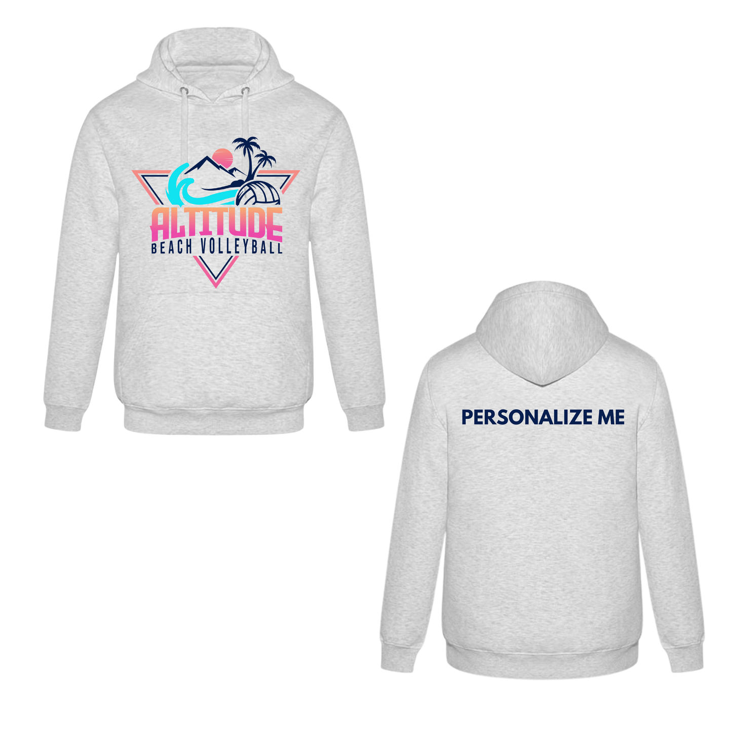 Altitude Beach Adult Personalized Oversize Logo Hooded Sweatshirt - Ash Grey
