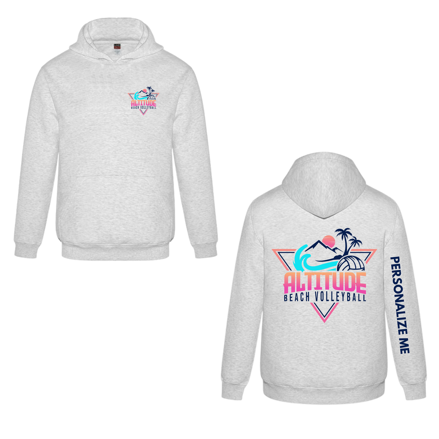 Altitude Beach Youth Personalized Dual Logo Hooded Sweatshirt - Ash Grey