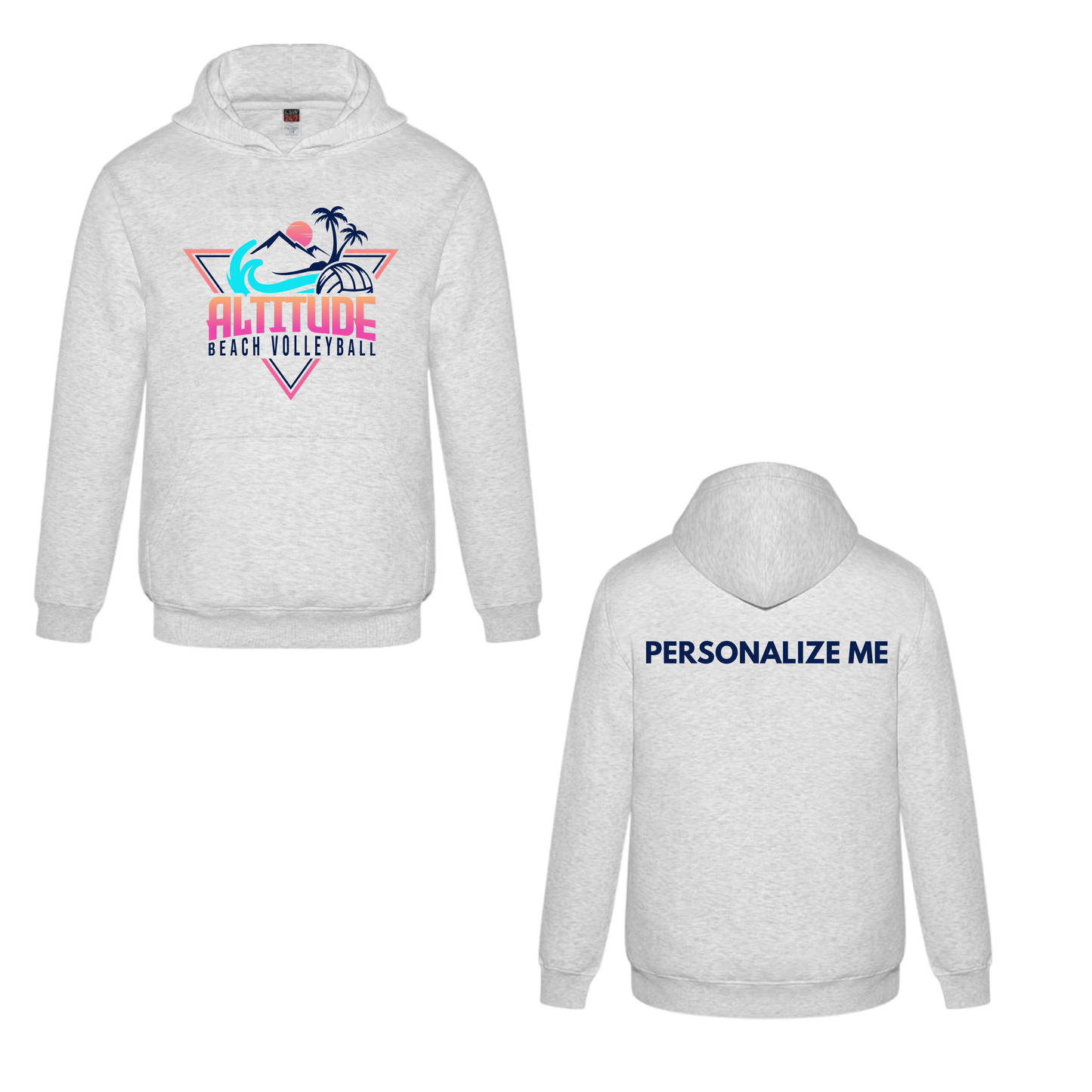 Altitude Beach Youth Personalized Oversize Logo Hooded Sweatshirt - Ash Grey