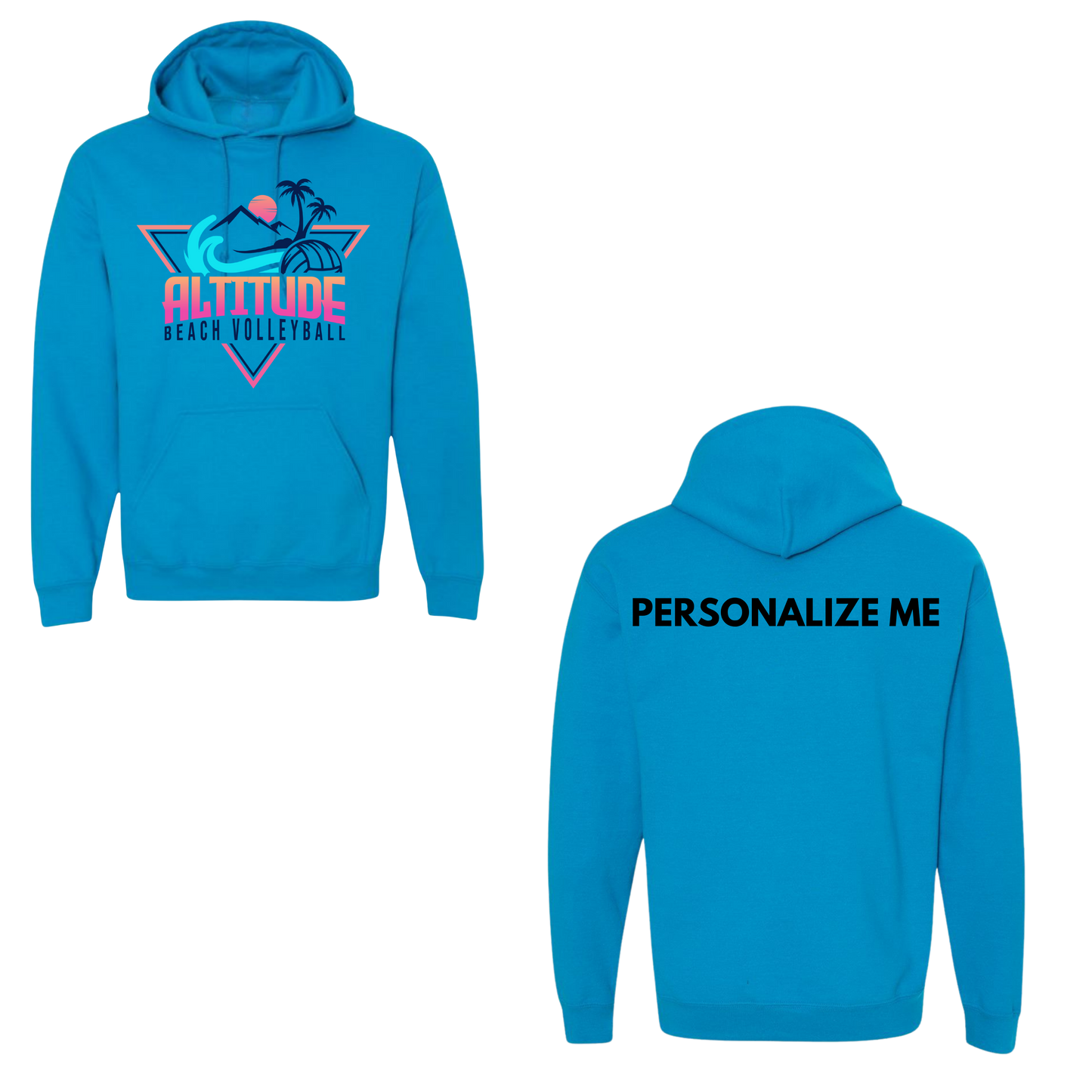 Altitude Beach Adult Personalized Oversize Logo Hooded Sweatshirt - Sapphire