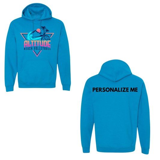 Altitude Beach Adult Personalized Oversize Logo Hooded Sweatshirt - Sapphire