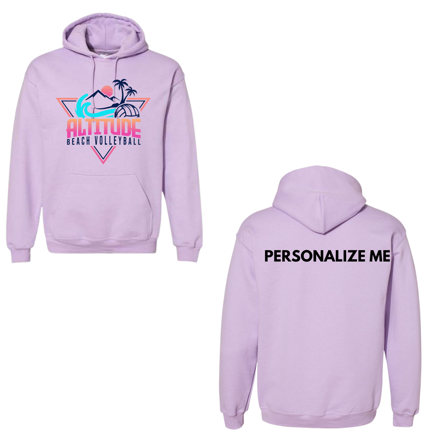 Altitude Beach Adult Personalized Oversize Logo Hooded Sweatshirt - Orchid
