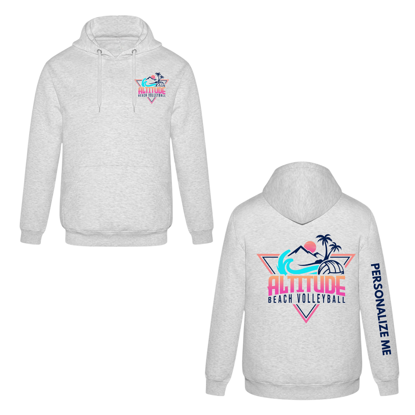 Altitude Beach Adult Personalized Dual Logo Hooded Sweatshirt - Ash Grey