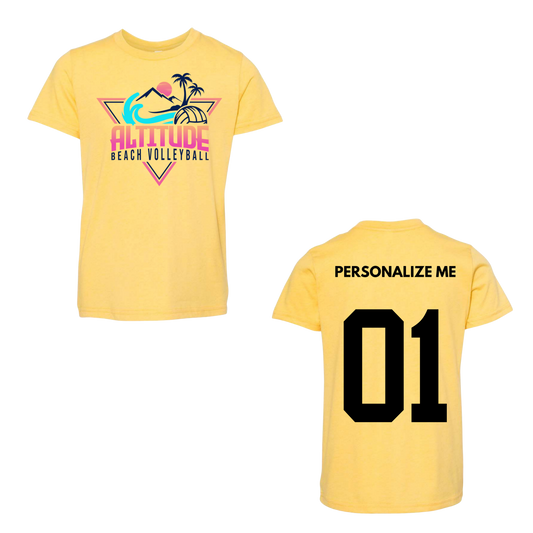 Personalized Altitude Beach Volleyball Oversize Logo Tee - Heather Yellow Gold (Youth / Adult)