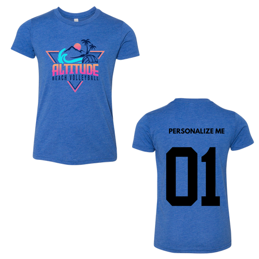 Personalized Altitude Beach Volleyball Oversize Logo Tee - True Royal Triblend (Youth / Adult)