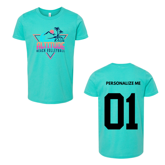 Personalized Altitude Beach Volleyball Oversize Logo Tee - Teal (Youth / Adult)