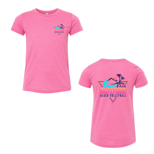 Altitude Beach Volleyball Dual Logo Tee - Charity Pink Triblend (Youth / Adult)