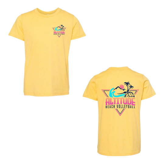 Altitude Beach Volleyball Dual Logo Tee - Heather Yellow Gold (Youth / Adult)