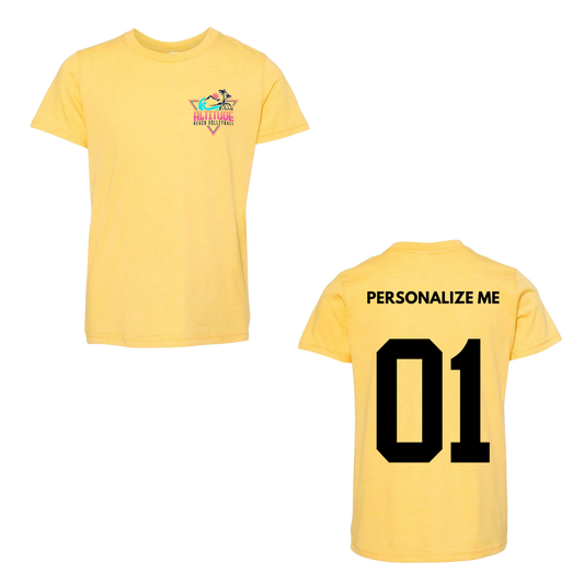Personalized Altitude Beach Volleyball Mini Logo Tee - Heather Yellow Gold (Youth / Adult)