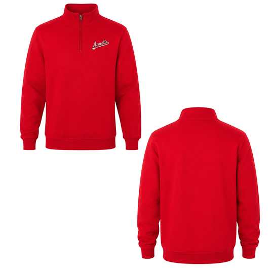 Annette Baseball Quarter-Zip Sweatshirt -Red