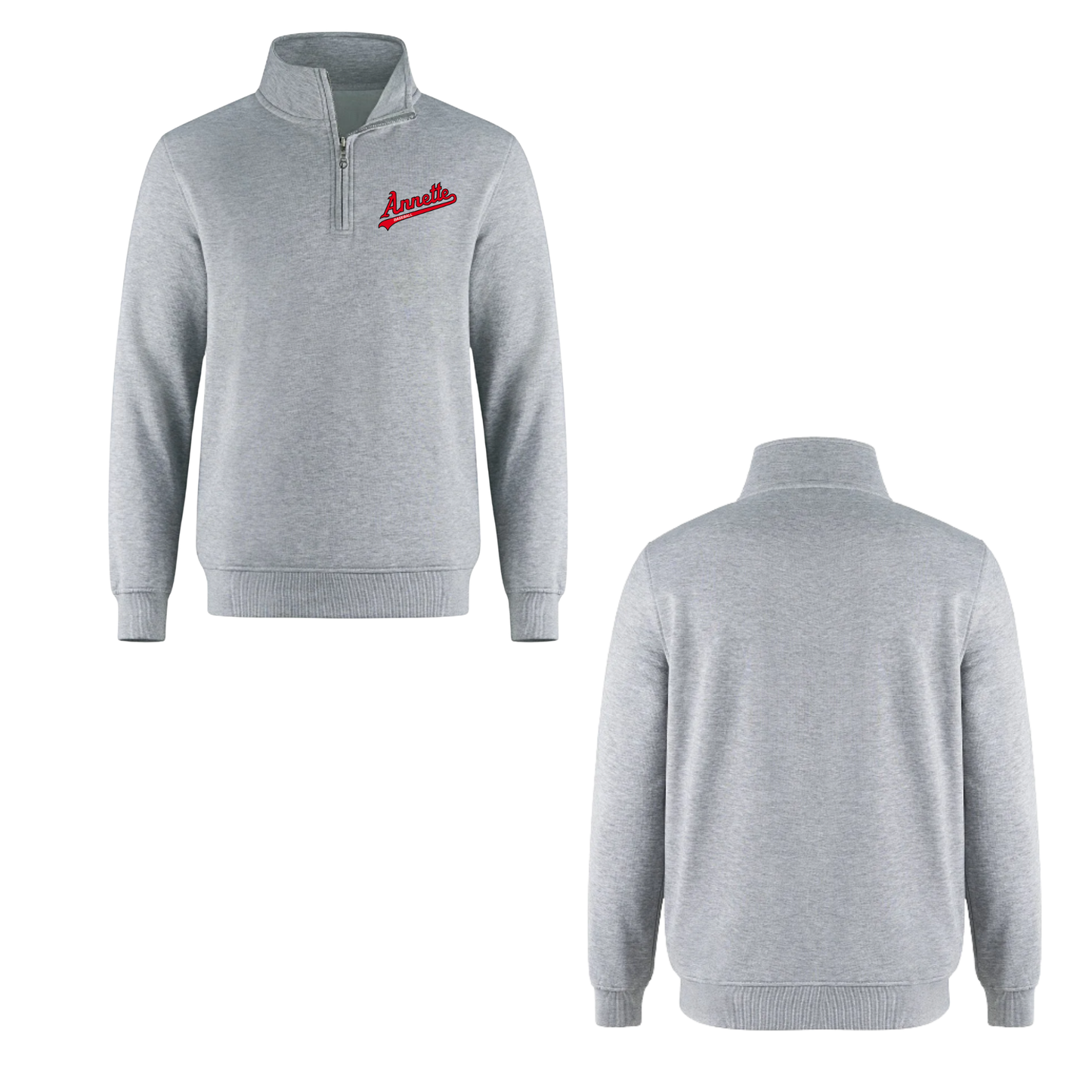 Annette Baseball Quarter-Zip Sweatshirt -Grey