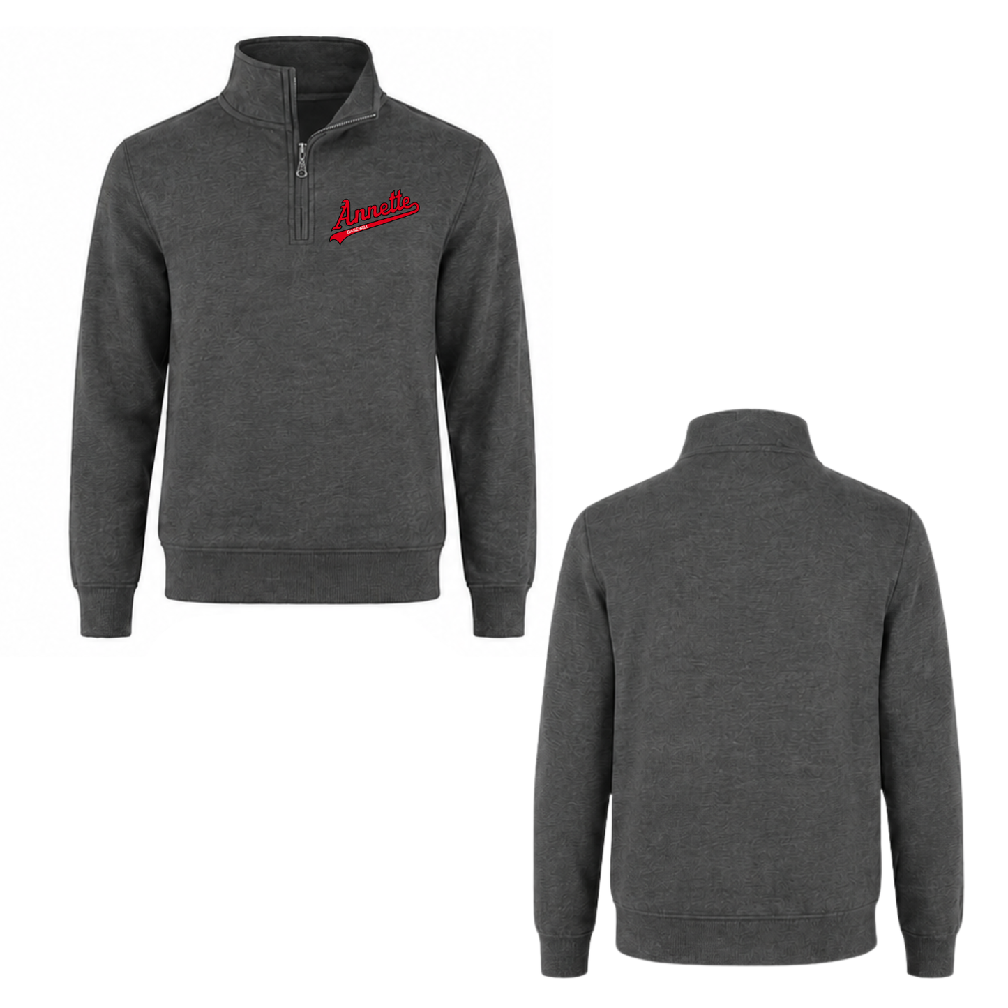 Annette Baseball Quarter-Zip Sweatshirt - Charcoal