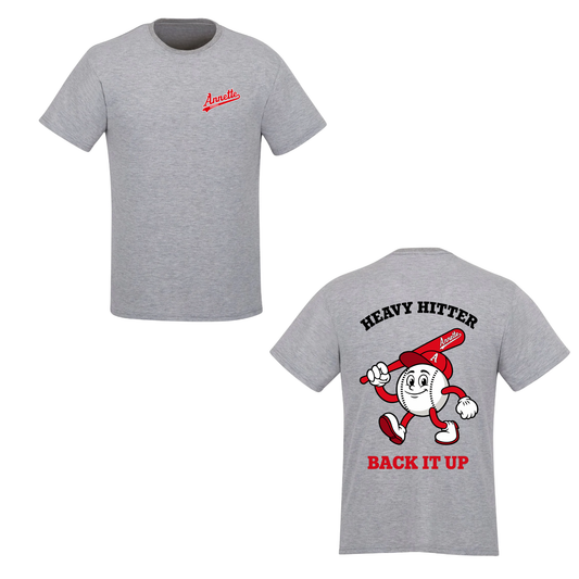 Annette Baseball Short Sleeve Shirt - Heavy Hitter Tee - Grey