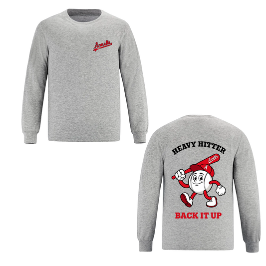 Annette Baseball Long Sleeve Shirt - Heavy Hitter - Grey
