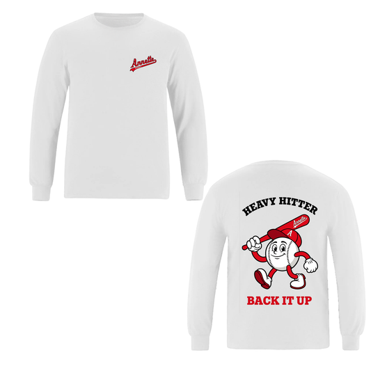 Annette Baseball Long Sleeve Shirt - Heavy Hitter - White