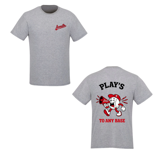 Annette Baseball Short Sleeve Shirt - Play's To Any Base Tee - Grey
