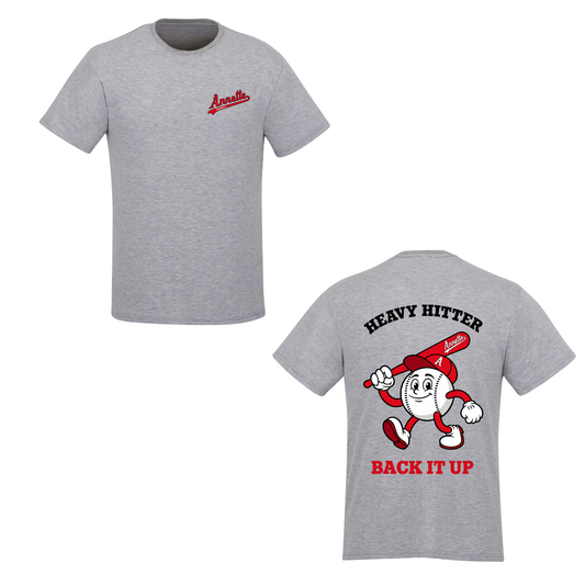 Annette Baseball Short Sleeve Shirt - Heavy Hitter Tee - Grey