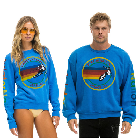 Aviator Nation Adult Unisex Aspen Crew Sweatshirt - Ocean