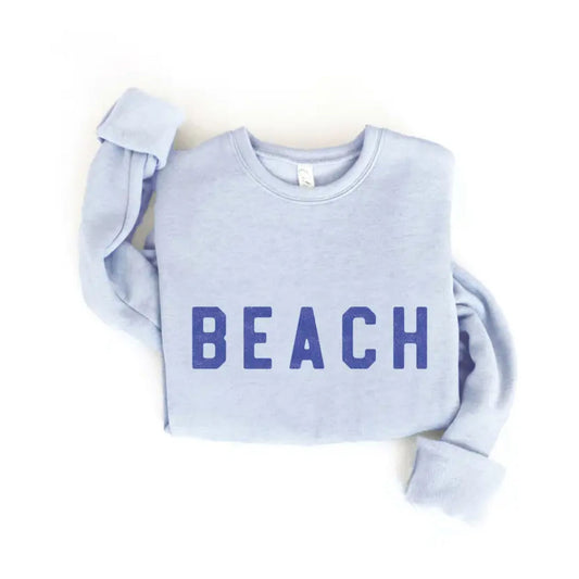 Adult Beach Graphic Sweatshirt - Light Blue