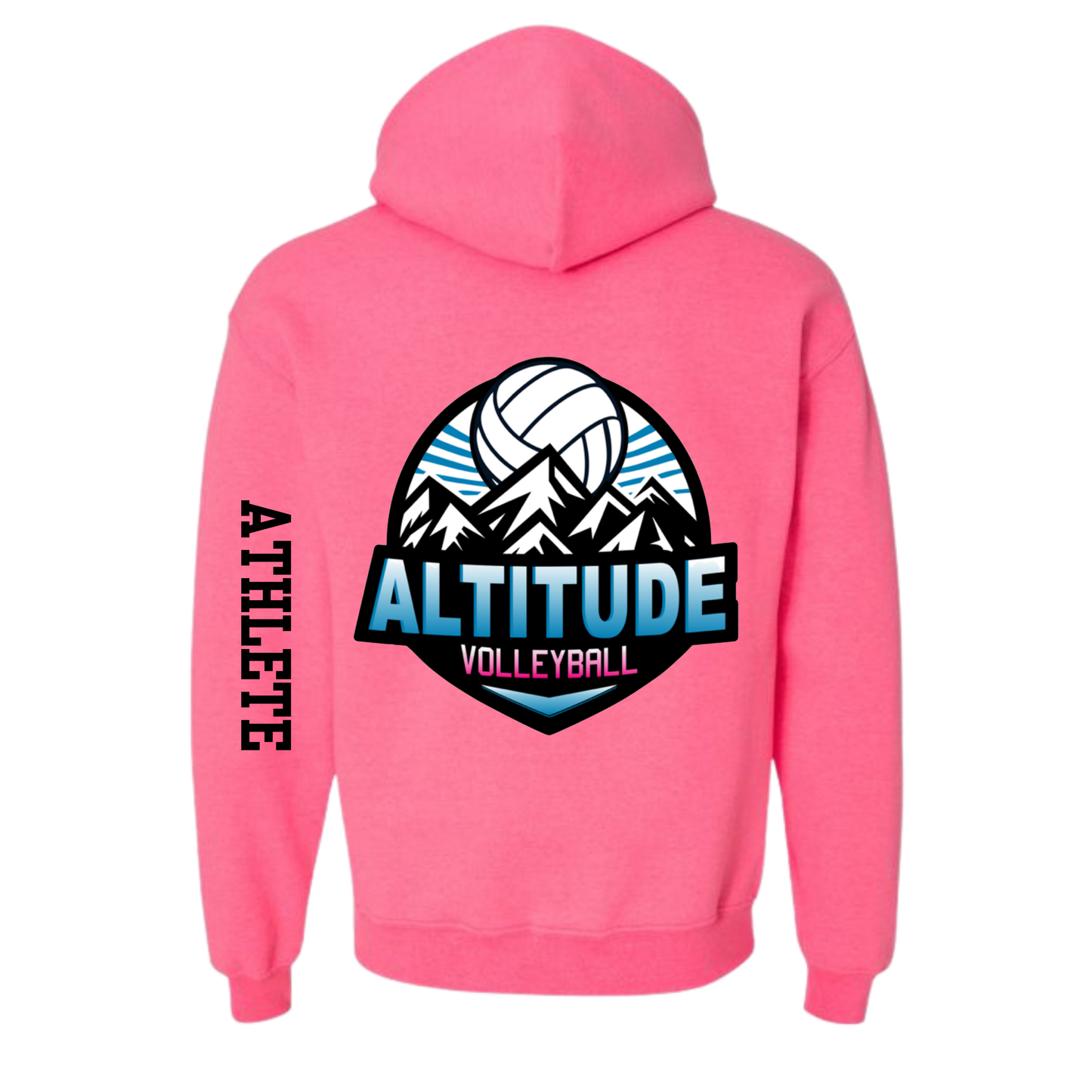 Altitude Adult Personalized Volleyball Hooded Sweatshirt - Safety Pink