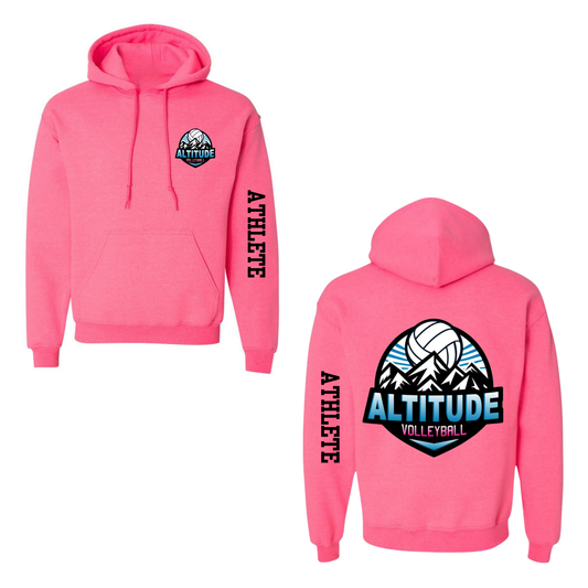 Altitude Adult Personalized Volleyball Hooded Sweatshirt - Safety Pink