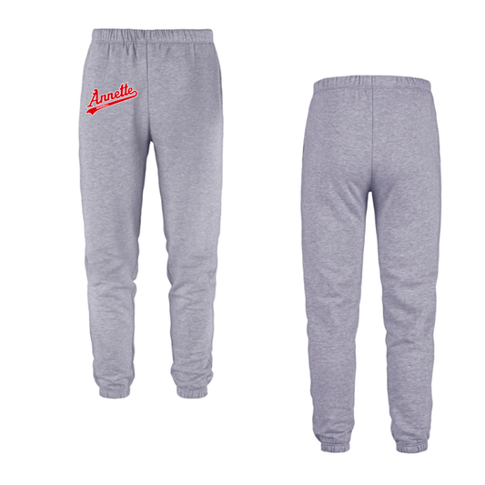 Annette Baseball - Mini Red Script Logo Joggers / Non-Personalized - Grey