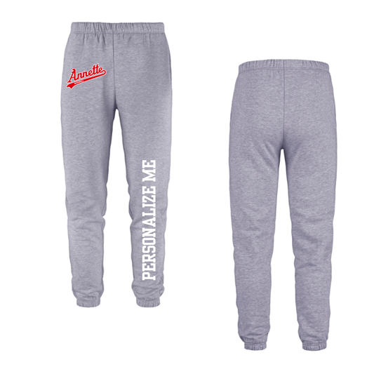 Annette Baseball - Mini Red Script Logo / Personalized - Grey