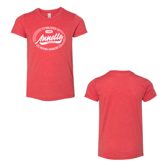 Annette Baseball Short Sleeve Shirt - Vintage Logo Tee - Red Triblend